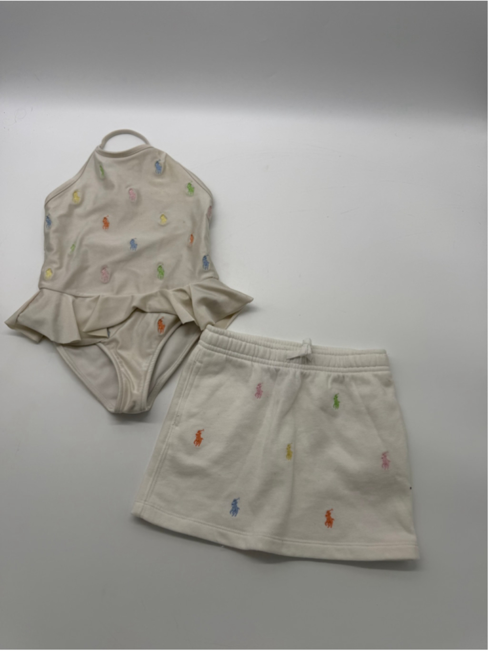 Girls Polo Ralph Lauren Swimsuit and Skirt Set, 3T, White Multicolor
